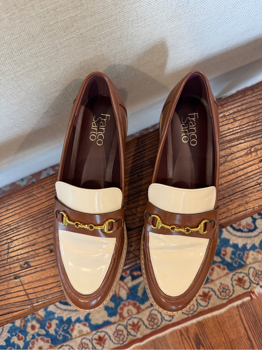 Franco Sarto Women’s Two-Tone Brown and Cream Colette Loafers
